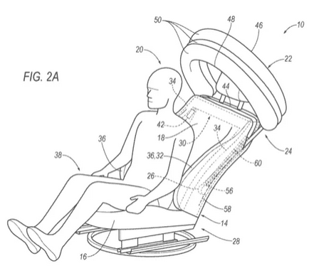 Tesla Model 2 Airbag descending from roof/visor might be safer than airbags shot 150mph directly at your face 1689357547417