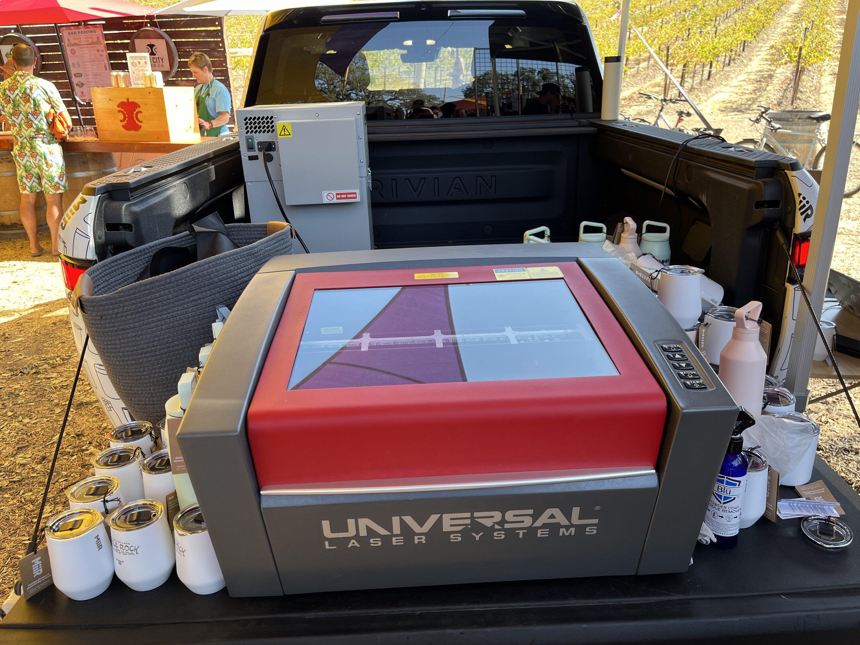 Tesla Model 2 Rivian powers laser engraver at music festival C3065197-AE24-4BC9-AC44-D78163885C8F