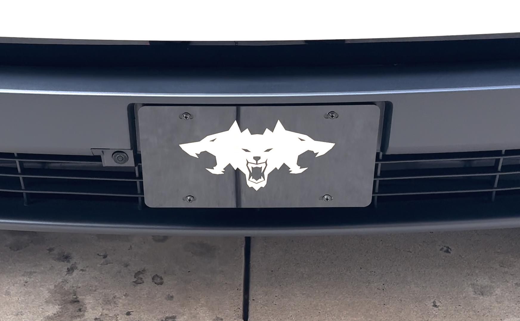 Tesla Model 2 ? CYBERBEAST Cerberus Vanity License Plate club-vanity-cyberbeast-front