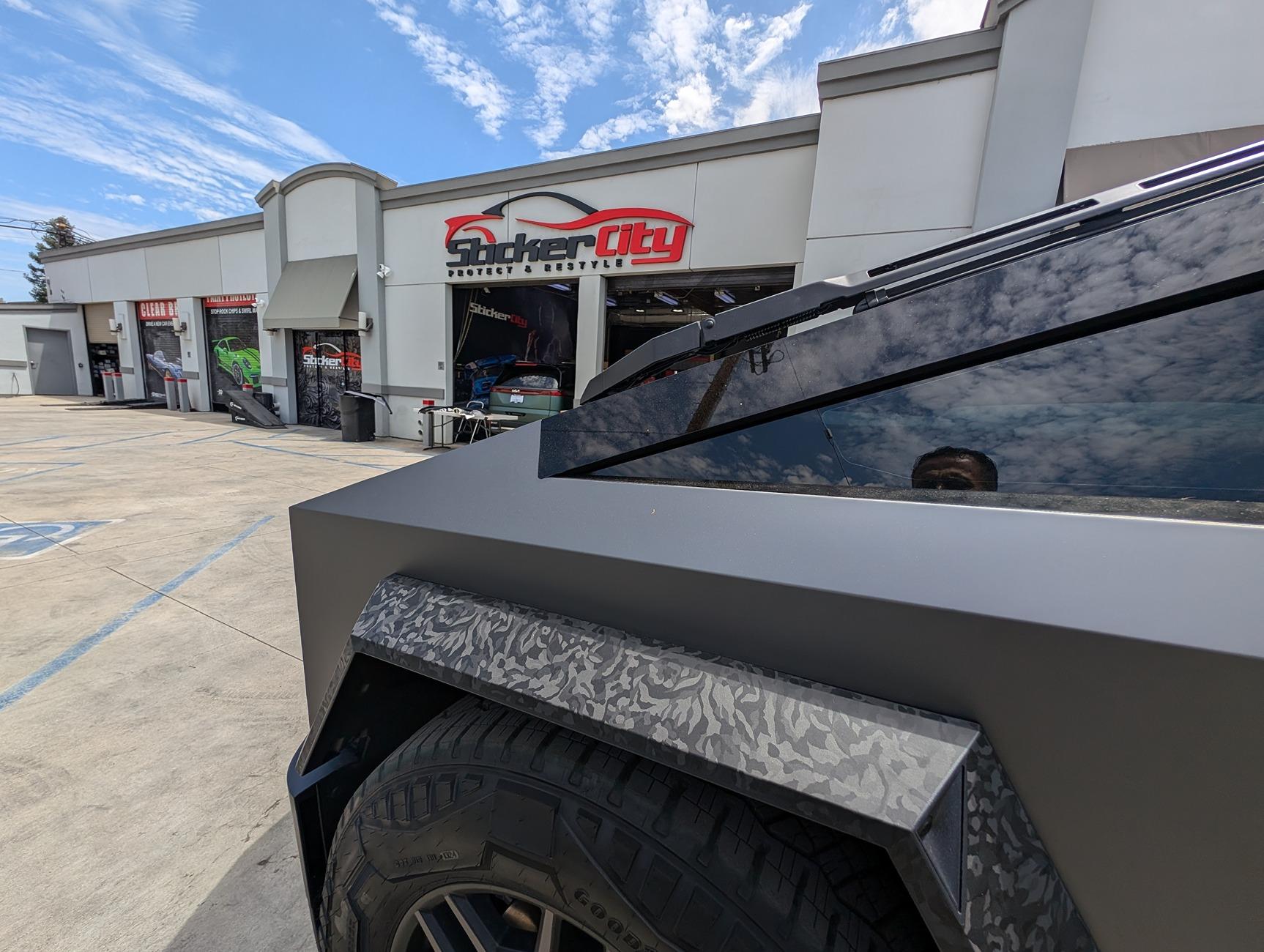 Tesla Model 2 Stickercity Offers $300 Discount for Cybertruck Colored PPF Wrap in Los Angeles LA Cybertruck wraps paint protection film ppf vinyl color change satin black liquid silver sticke