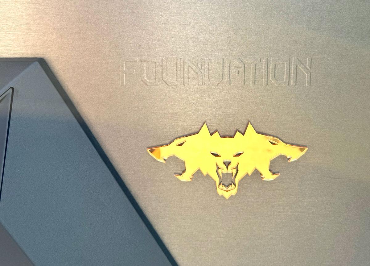 Tesla Model 2 ? Metallic Silver Cyberbeast 3D Laser-Cut Emblems emblem-gold-foundation-side