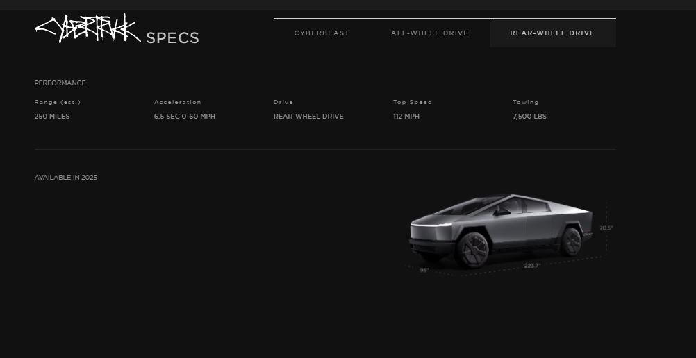 Tesla Model 2 Tesla Cyber Truck web Site prices, options, models wow RWD specs.JPG