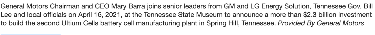 Tesla Model 2 GM to build $2.3B battery plant for electric vehicles in Tennessee, creating 1,300 jobs Screen Shot 2021-04-17 at 8.29.28 AM