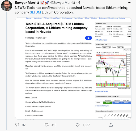 Tesla Model 2 Tesla acquires $LTUM Lithium corporation UPDATE: FAKE NEWS Screen Shot 2022-04-13 at 11.06.17 AM