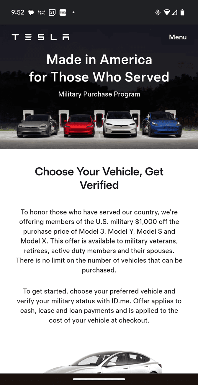 Tesla Model 2 Tesla Military Discount! Screenshot_20240704-095252